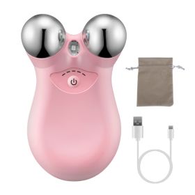 1Pc Micro-current Face Massager Rechargeable Face Neck Roller Intelligent Facial Massager With 5 Gears For Skin Tightening Skin Lifting Wrinkle Reduci (Option: Pink)